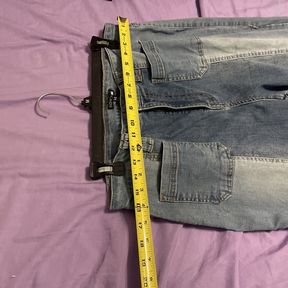 Fashion Nova Skinny Two Tonal contrast Raw Hem Denim Stretch Jeans Size 14 - Picture 10 of 10